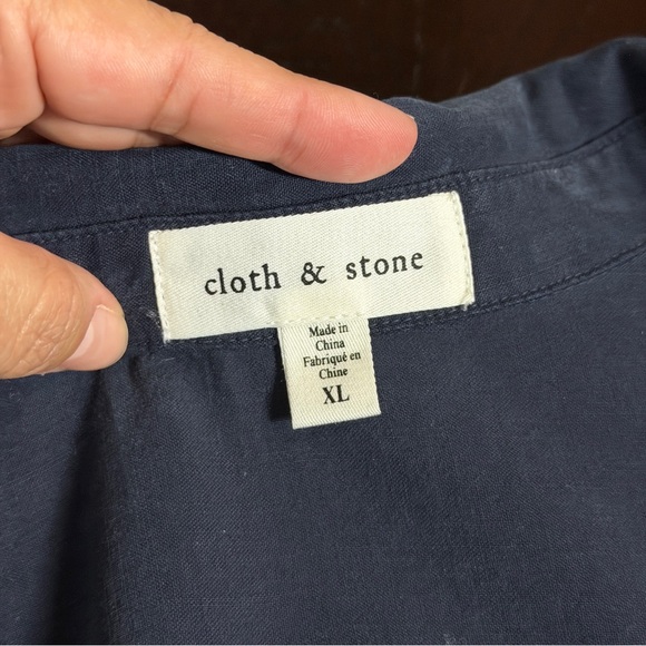 Cloth & Stone XL Navy Blue Sleeveless 100% Lyocell Belted Jumpsuit - Picture 6 of 9